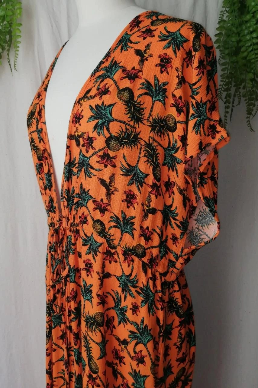 Long dress / Orange tropical print beach caftan "Kiabi" – photo 3